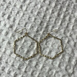 Gold Hexagon Hoop Earrings